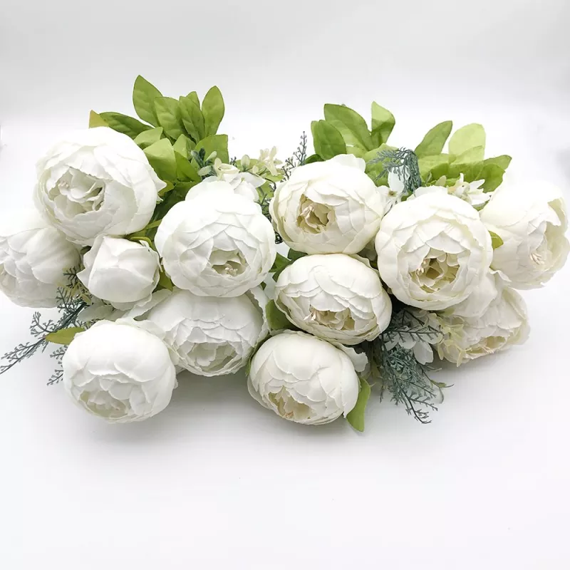 13 têtes Bouquet de pivoine artificielle en soie