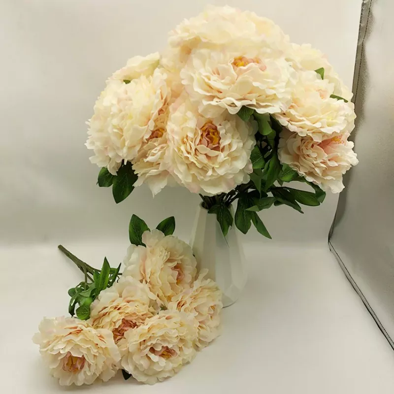 5 têtes Bouquet de pivoine artificiel